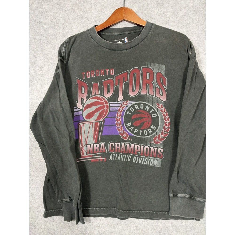 Abercrombie & Fitch Toronto Raptors Champions Graphic Men Small Fade Distressed